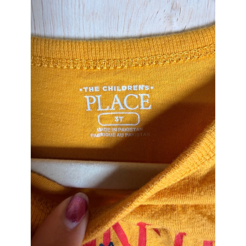 The Childrens Place Graphic Tee Kids 3T Yellow Excellent Thankful Little Dude - Picture 4 of 4
